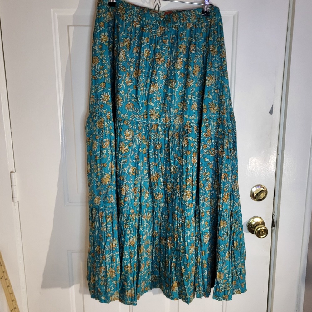 Patchwork Reversible Cotton Maxi Skirt 3X Elastic Waist Boho Hippie Festival - Picture 5 of 11